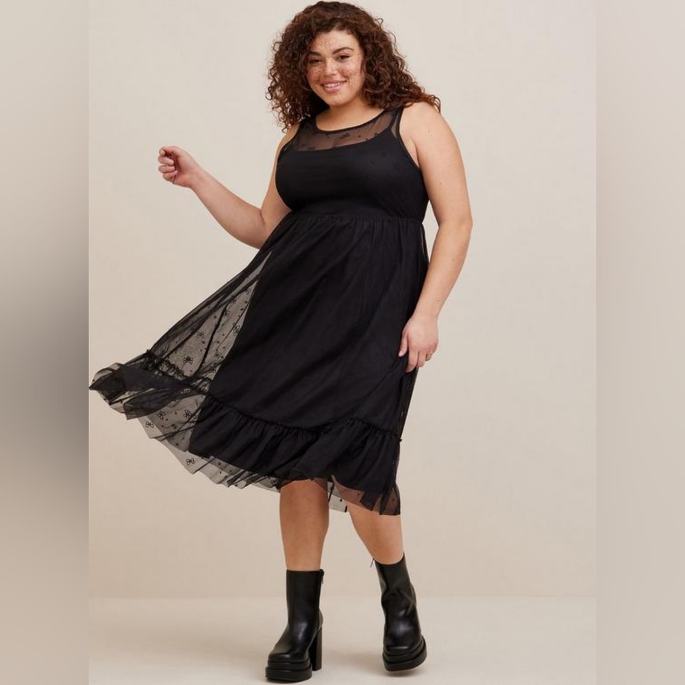 NWT Torrid Disney Minnie Mouse Maxi Sheer Mesh Layering Dress